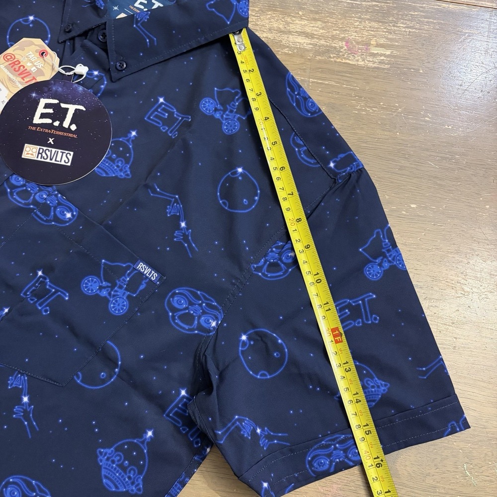 RSVLTS E.T. Men's Button Up Kunuflex Shirt Size XL Short Sleeve Blue Print NEW - Picture 9 of 10